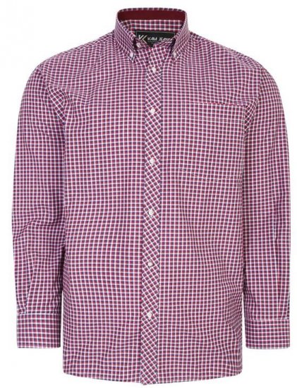 Kam Jeans 6219 LS Mini Gingham Check Shirt Red - Srajce - Moške srajce za Močnejše Postave