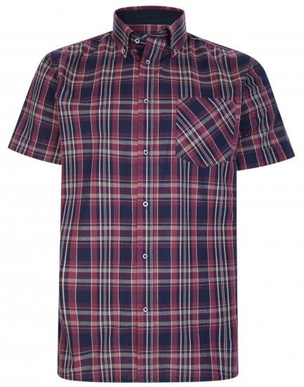 Kam Jeans 6221 Casual Short Sleeve Shirt Plum - Srajce - Moške srajce za Močnejše Postave