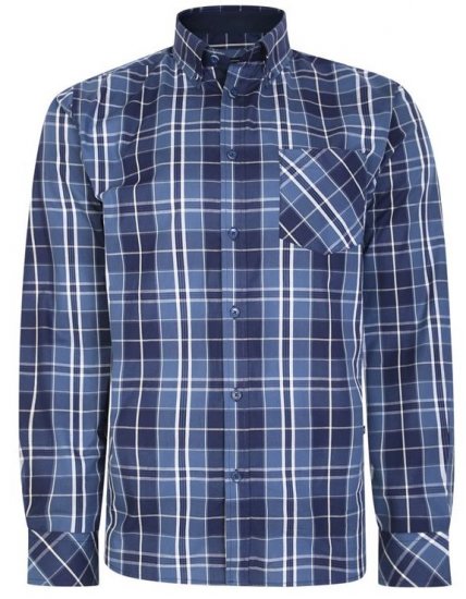 Kam Jeans 6221 Casual Checked Shirt Indigo - Srajce - Moške srajce za Močnejše Postave