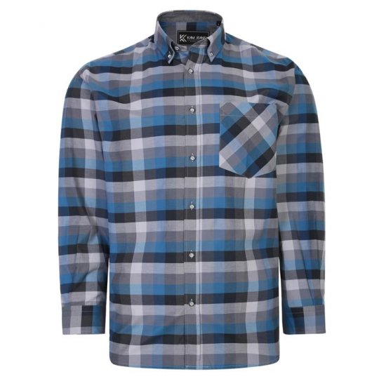 Kam Jeans 6222 Grazed Check Pattern Shirt Turquoise - Srajce - Moške srajce za Močnejše Postave