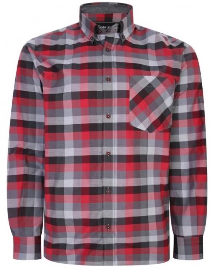 Kam Jeans 6222 Grazed Check Pattern Shirt Wine - Srajce - Moške srajce za Močnejše Postave