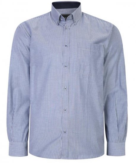 Kam Jeans 6224 LS Mini Stripe Shirt Navy - Srajce - Moške srajce za Močnejše Postave