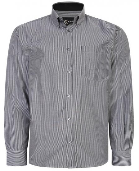 Kam Jeans 6224 LS Mini Stripe Shirt Charcoal - Srajce - Moške srajce za Močnejše Postave
