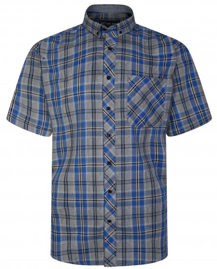 Kam Jeans 6241 SS Check Shirt Blue - Srajce - Moške srajce za Močnejše Postave