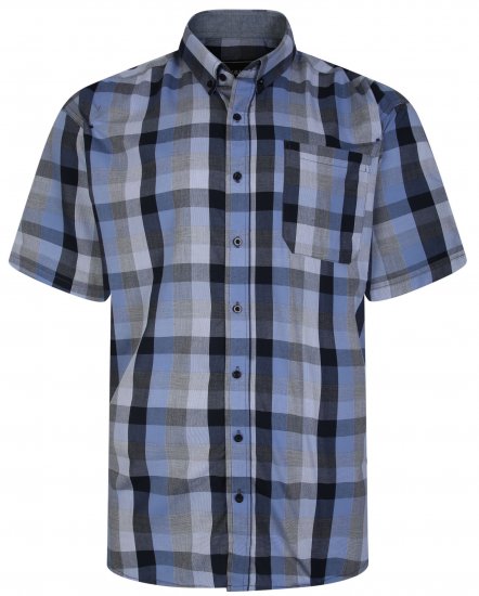 Kam Jeans 6242 Casual Checked Shirt Blue - Srajce - Moške srajce za Močnejše Postave