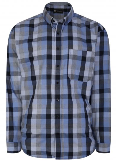 Kam Jeans 6242 Long Sleeve Casual Checked Shirt Blue - Srajce - Moške srajce za Močnejše Postave