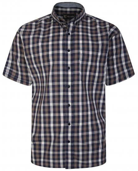 Kam Jeans 6246 SS Check Shirt Navy - Srajce - Moške srajce za Močnejše Postave