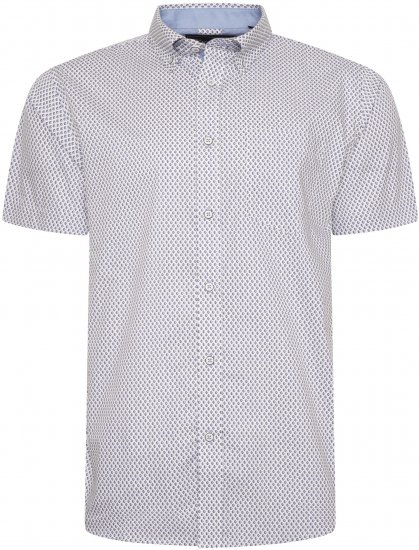 Kam Jeans 6279 All Over Geo Print Shirt White - Srajce - Moške srajce za Močnejše Postave