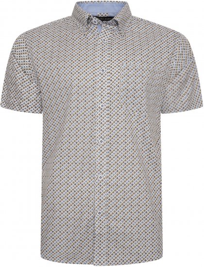 Kam Jeans 6281 All Over Geo Print Shirt White - Srajce - Moške srajce za Močnejše Postave
