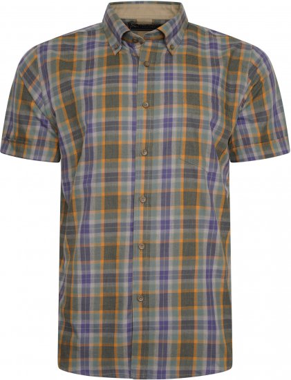 Kam Jeans 6282 Casual SS Check Shirt Brown - Srajce - Moške srajce za Močnejše Postave