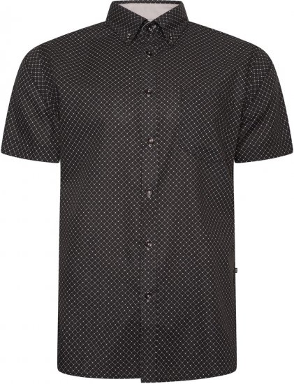 Kam Jeans 6299 All Over Diamond Print Small Sleeve Shirt Black - Srajce - Moške srajce za Močnejše Postave