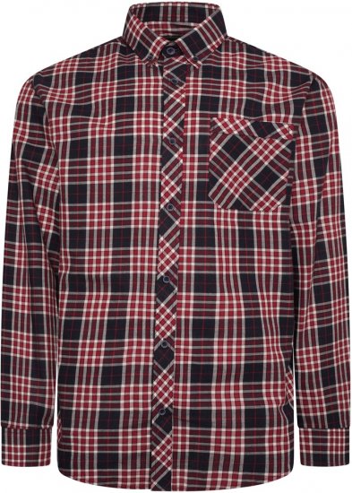 Kam Jeans 6301 LS Casual Check Shirt Red - Srajce - Moške srajce za Močnejše Postave