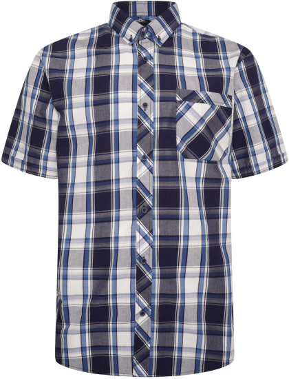 Kam Jeans 6301 Casual Check Short Sleeve Shirt Navy - Srajce - Moške srajce za Močnejše Postave