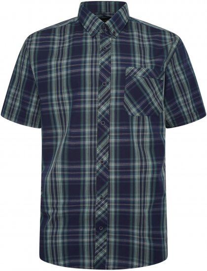 Kam Jeans 6301 Kam Jeans 6301 Casual Check Short Sleeve Shirt Teal - Srajce - Moške srajce za Močnejše Postave