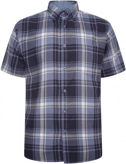 Kam Jeans 6303 Casual Check Short Sleeve Shirt Blue - Srajce - Moške srajce za Močnejše Postave