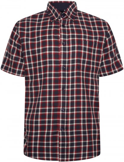 Kam Jeans 6303 Casual Check Short Sleeve Shirt Navy - Srajce - Moške srajce za Močnejše Postave