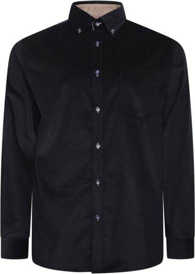 Kam Jeans 6304 Long Sleeve Fine Cotton Cordurouy Shirt Navy - Srajce - Moške srajce za Močnejše Postave