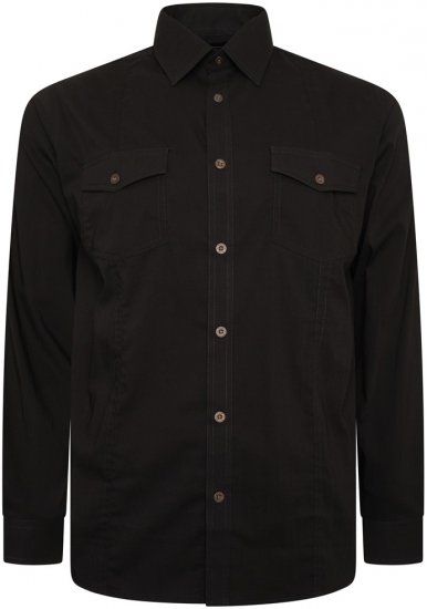 Kam Jeans 6305 Long Sleeve Retro Stretch Shirt Black - Srajce - Moške srajce za Močnejše Postave