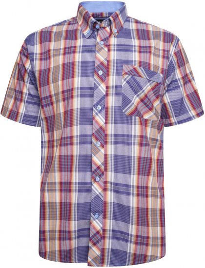 Kam Jeans 6314 Casual Check Short Sleeve Shirt Burgundy - Srajce - Moške srajce za Močnejše Postave