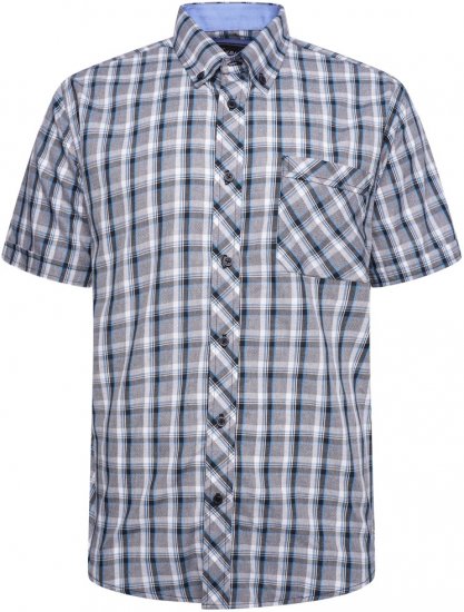 Kam Jeans 6316 Casual Check Short Sleeve Shirt Charcoal - Srajce - Moške srajce za Močnejše Postave