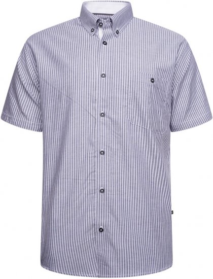 Kam Jeans 6319 Casual Stripe Shirt Charcoal - Srajce - Moške srajce za Močnejše Postave