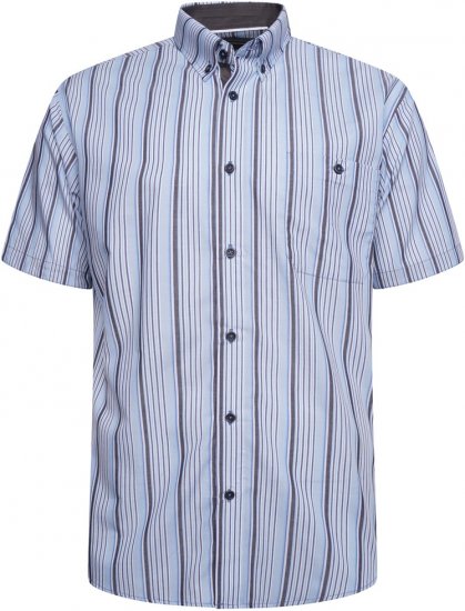Kam Jeans 6320 Casual Stripe Short Sleeve Shirt Sky Blue - Srajce - Moške srajce za Močnejše Postave