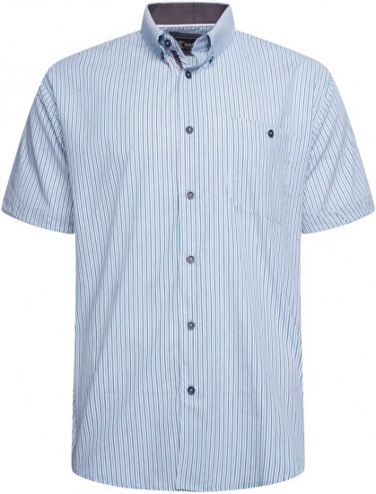 Kam Jeans 6321 Casual Stripe Short Sleeve Shirt Blue - Srajce - Moške srajce za Močnejše Postave