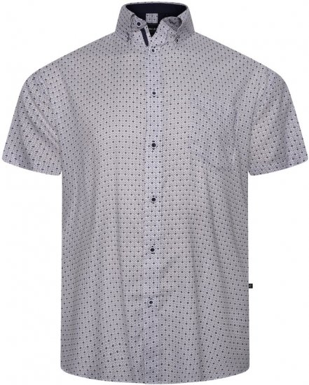 Kam Jeans 6328 AOP Geo Print Short Sleeve Shirt Charcoal - Srajce - Moške srajce za Močnejše Postave