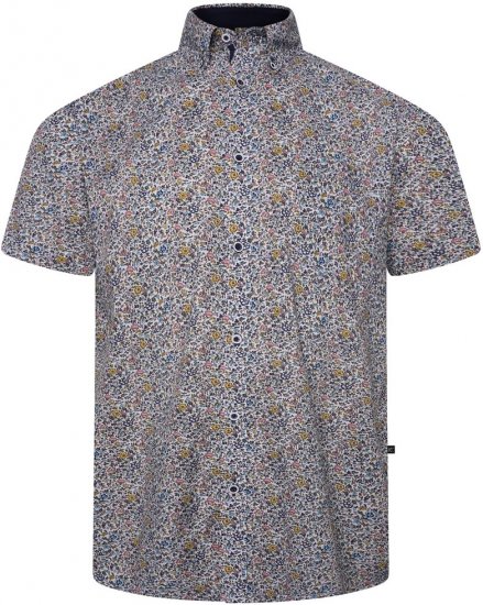 Kam Jeans 6329 Mini Floral Print Short Sleeve Shirt Grey - Srajce - Moške srajce za Močnejše Postave
