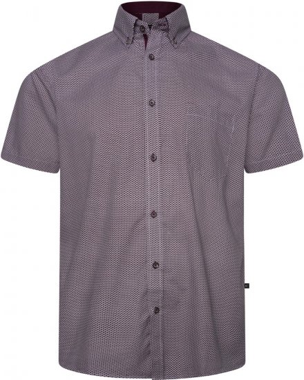 Kam Jeans 6332 AOP Dobby Print Shirt Burgundy - Srajce - Moške srajce za Močnejše Postave