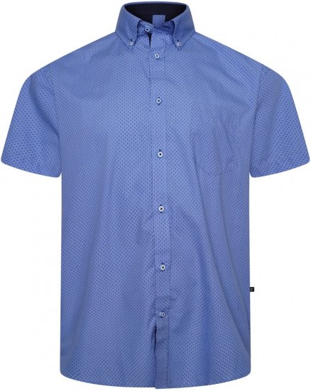 Kam Jeans 6333 AOP Dobby Print Shirt Blue - Srajce - Moške srajce za Močnejše Postave