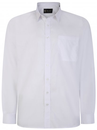Kam Jeans 661 Classic Long Sleeve Office Shirt White - Srajce - Moške srajce za Močnejše Postave