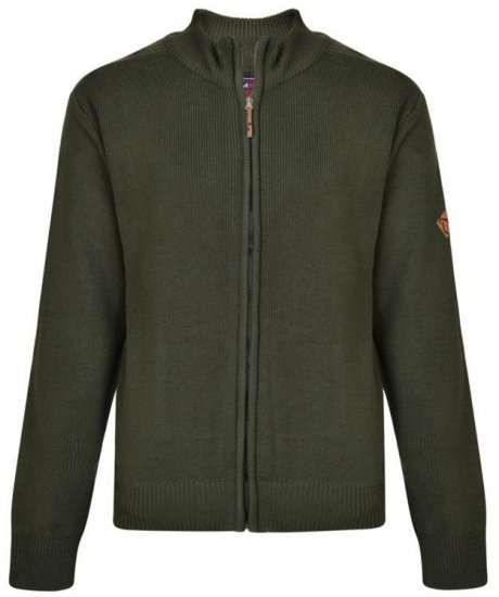 Kam Jeans 68 Casual Zip Thru Knitted Jumper Khaki - Puloverji & jopice - Moški Puloverji & Jopice za Močnejše Postave