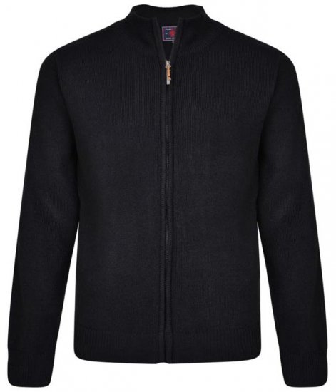Kam Jeans 68 Casual Zip Thru Knitted Jumper Navy - Puloverji & jopice - Moški Puloverji & Jopice za Močnejše Postave