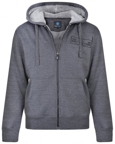 Kam Jeans 7006 Sherpa Lined Hoodie Charcoal - Puloverji & jopice - Moški Puloverji & Jopice za Močnejše Postave