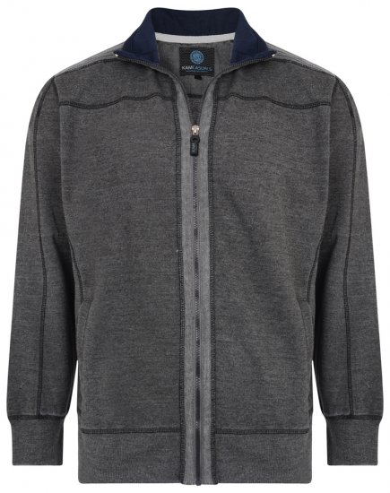 Kam Jeans 7011 Full Zip Sweat Charcoal - Puloverji & jopice - Moški Puloverji & Jopice za Močnejše Postave