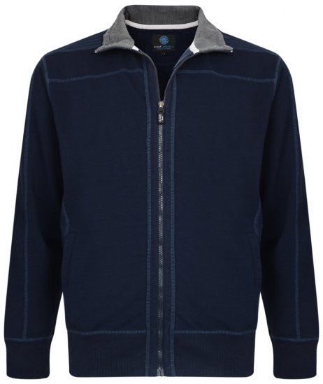 Kam Jeans 7011 Full Zip Sweat Navy - Puloverji & jopice - Moški Puloverji & Jopice za Močnejše Postave