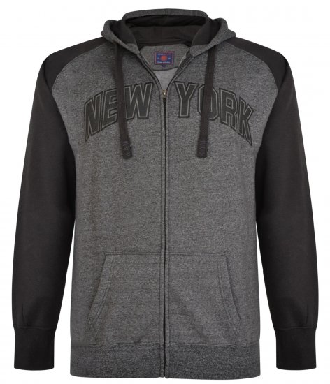 Kam Jeans Zip Thru Hoody Black - Puloverji & jopice - Moški Puloverji & Jopice za Močnejše Postave
