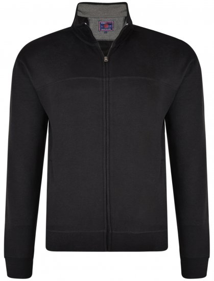 Kam Jeans 7018 Full zip Sweatshirt Black - Puloverji & jopice - Moški Puloverji & Jopice za Močnejše Postave