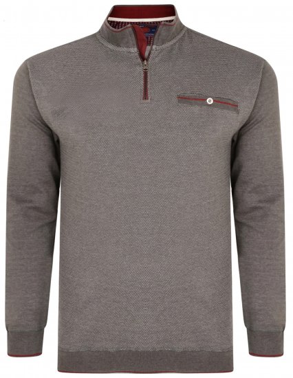 Kam Jeans 7020 1/4 Zip Sweater Charcoal - Puloverji & jopice - Moški Puloverji & Jopice za Močnejše Postave