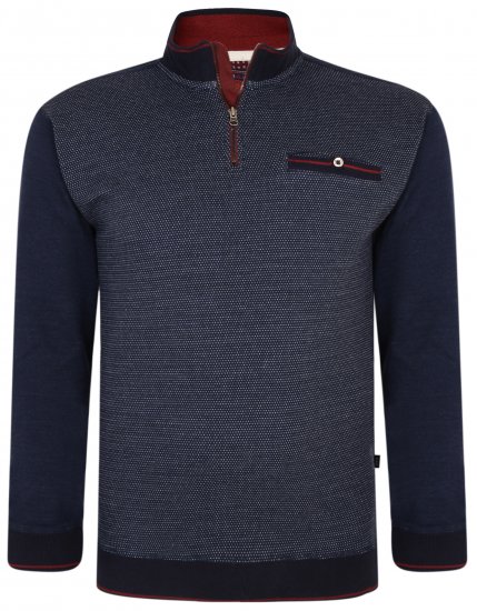 Kam Jeans 7020 Zip-collar Top Navy - Puloverji & jopice - Moški Puloverji & Jopice za Močnejše Postave