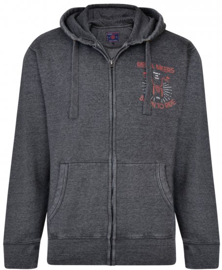 Kam Jeans 7023 Rebel Bikers Hoodie Charcoal - Puloverji & jopice - Moški Puloverji & Jopice za Močnejše Postave