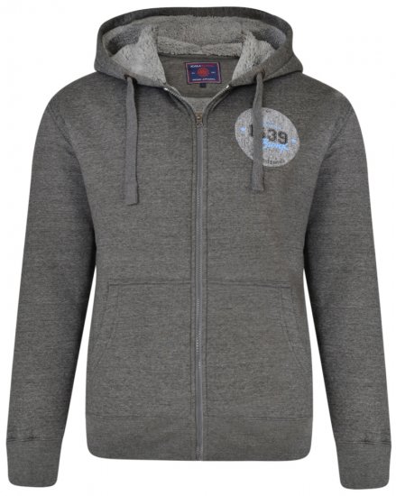 Kam Jeans 7025 Sherpa lined Hoodie Charcoal - Puloverji & jopice - Moški Puloverji & Jopice za Močnejše Postave