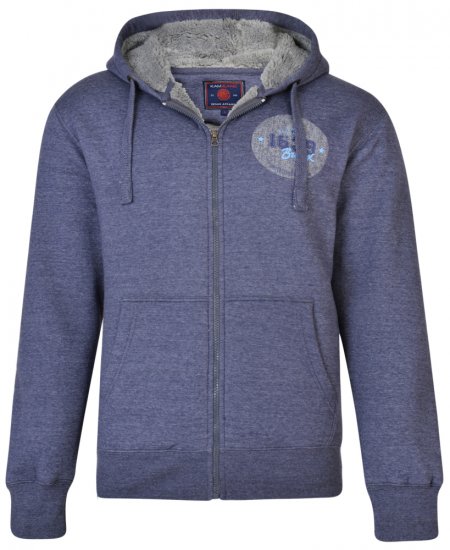 Kam Jeans 7025 Sherpa lined Hoodie Insignia blue - Puloverji & jopice - Moški Puloverji & Jopice za Močnejše Postave