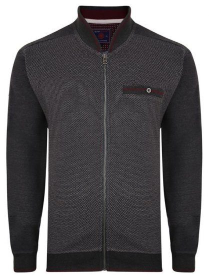 Kam Jeans 7035 Dobby Track Top Charcoal - Puloverji & jopice - Moški Puloverji & Jopice za Močnejše Postave