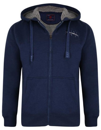 Kam Jeans 7038 Sherpa Lined Hoodie Indigo - Puloverji & jopice - Moški Puloverji & Jopice za Močnejše Postave