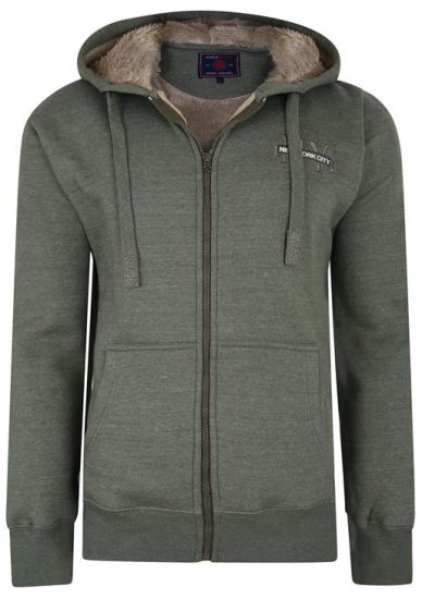 Kam Jeans 7038 Sherpa Lined Hoodie Khaki - Puloverji & jopice - Moški Puloverji & Jopice za Močnejše Postave