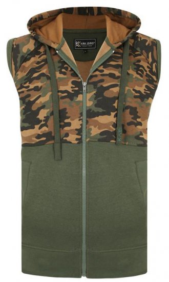 Kam Jeans 7039 Camo Panelled Vest - Puloverji & jopice - Moški Puloverji & Jopice za Močnejše Postave