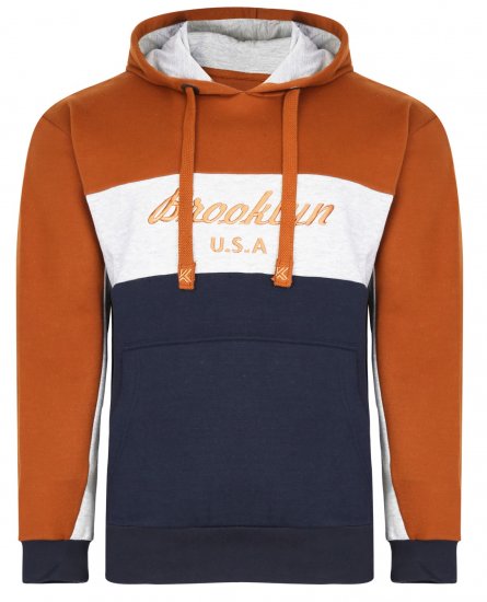 Kam Jeans 7046 Over Head Brooklyn Hoodie Orange - Puloverji & jopice - Moški Puloverji & Jopice za Močnejše Postave
