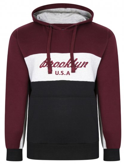 Kam Jeans 7046 Over Head Brooklyn Hoodie Burgundy - Puloverji & jopice - Moški Puloverji & Jopice za Močnejše Postave
